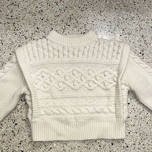 Chelsea & Violet ivory cream cable knit crop cropped sweater medium m